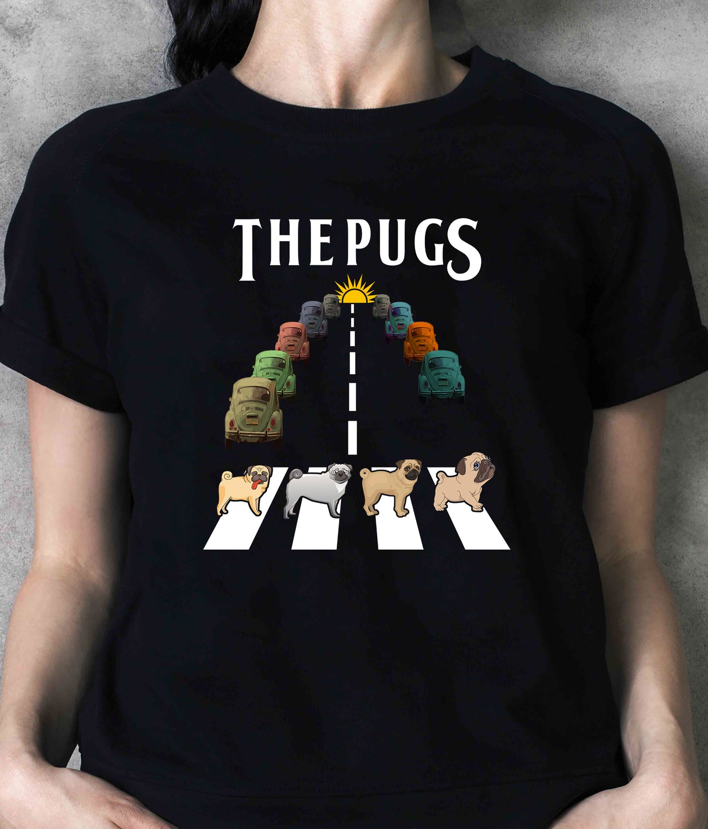 The Pugs car 50 abbey road, Music Pugs shirt